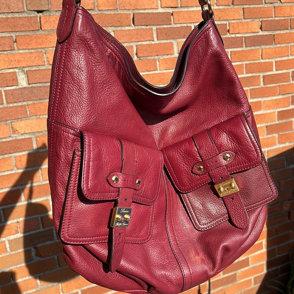 Ralph Lauren leather maroon berry burgundy large hobo bag purse Governors Lodge - Picture 13 of 17